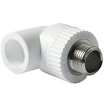 Угольники ПП DN 20-32 PN 25 комбинированные с наружной резьбой белые Pro Aqua купить в Краснодаре | "Проконсим"