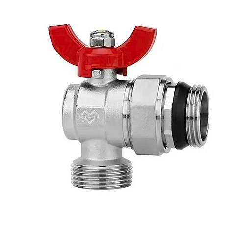 Кран шаровой латунный DN 25 PN 16 никелированный угловой  для коллектора (2 шт.) Varmega VM15955 купить в Краснодаре | "Проконсим"