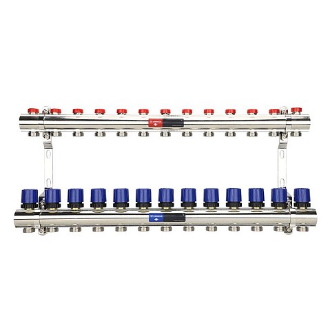 Коллекторная группа из латуни DN 25-13 вых. G-3/4'' евроконус, без расходомеров, без дренажного крана и воздухоотводчика VARMEGA VM15813 купить в Краснодаре | "Проконсим"