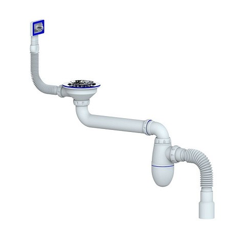 Сифон для умывальника Unicorn ВС22, 40х50 гибкий отвод, 3 1/2'' х40 чаша из нержавеющей стали, прямоугольный перелив купить в Краснодаре | "Проконсим"