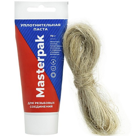 Набор уплотнительный паста +лён для воды, пара 70гр+14гр Masterpak купить в Краснодаре | "Проконсим"