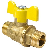 Краны латунные шаровые газовые 11Б27фтМ DN 15-20 PN 40 бабочка штуцер-штуцер Valfex.279.LB3 купить в Краснодаре | "Проконсим"