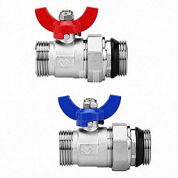  Кран шаровой латунный Varmega VM15951 никелированный прямой DN25 PN16 для коллектора (2 шт.) (930422031) со склада Проконсим в Краснодаре