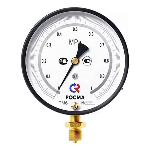 Манометр Росма ТМ-610 РМТИ.00 точных измерений, 150мм, 0-0.1МПа, резьба G1/2'' радиальный, класс точности 0.6 купить в Краснодаре | "Проконсим"
