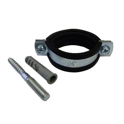 Хомут стальной оцинкованный 3/4'' (25-30) М8 с крепежом (шпилька и дюбель) купить в Краснодаре | "Проконсим"