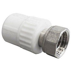Акция! Муфта комбинированная ПП 20-1/2'' PN 25 с накидной гайкой белая PlasticPro  (251240803) со склада Проконсим в Краснодаре