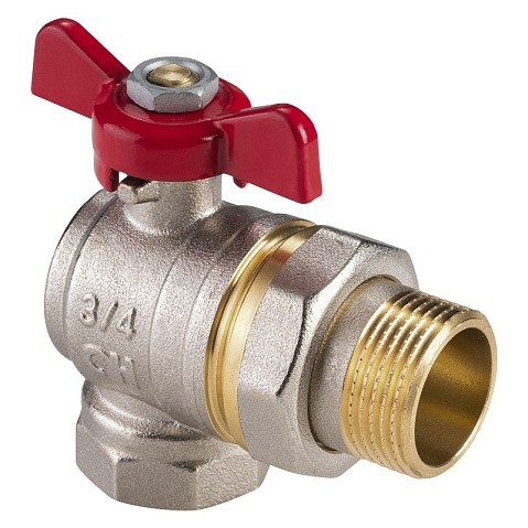 Кран латунный шаровой MVI AquaHit BV.322.04 DN 15 PN 25 бабочка американка полнопроходной угловой никелированный купить в Краснодаре | "Проконсим"